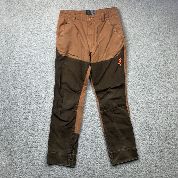 Browning Pants Mens 30 Brown Denim Upland Field Pants Hunting Thrashed READ - Picture 1 of 16
